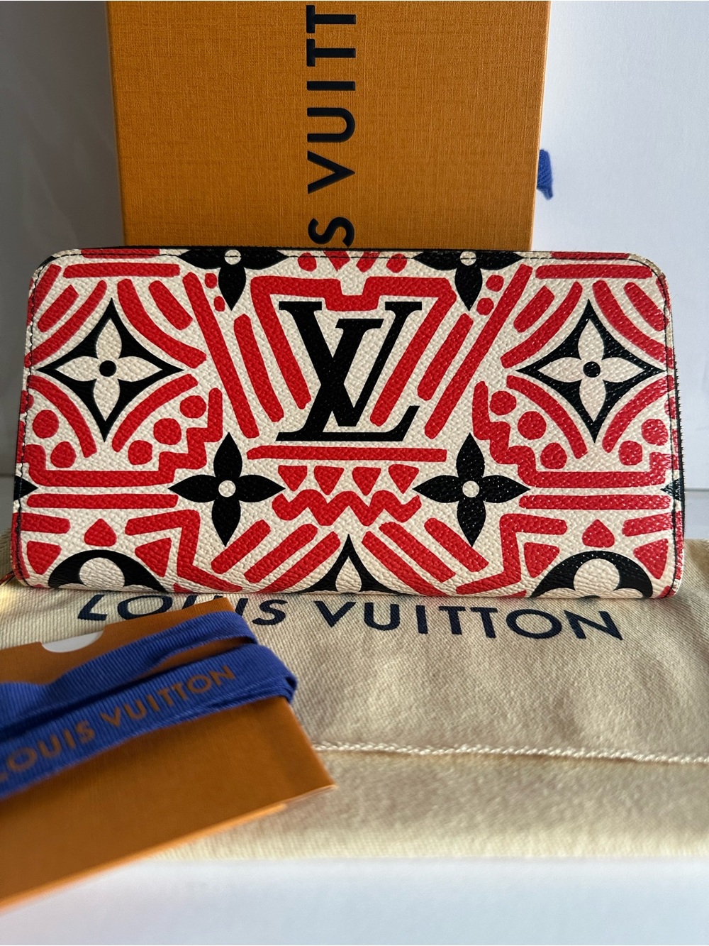 Louis Vuitton Limited Edition LV Crafty Zippy Wallet Monogram Giant Creme Rouge